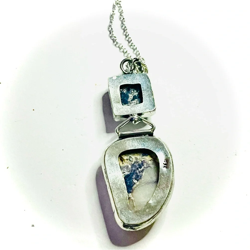 New Handmade Artisan Amethyst Dendritic Agate 925 Sterling Silver Mined Necklace